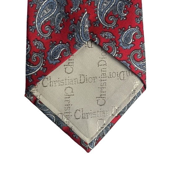 CHRISTIAN DIOR 90s Vintage Paisley Silk Pattern Tie Made in U.S.A. - Picture 6 of 7